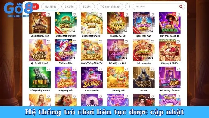 Hệ thống trò chơi liên tục được cập nhật